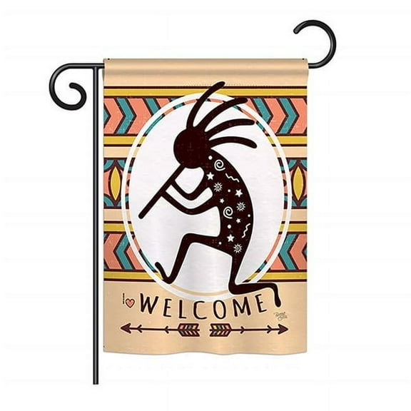H115144-BO Welcome Kokopelli Dance Country & Primitive Southwest Impressions Decorative Vertical 28 x 40 in. Double Sided House Flag