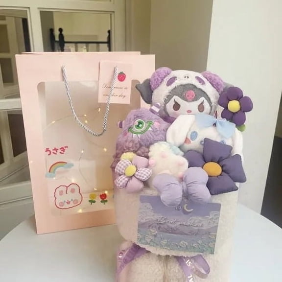 H12.6"in(32cm) Cartoon Kuromi CNMR  My MLD Doll Flower Bouquet Valentine's Day  Gift  Plush Doll Flower Bouquet Christmas Gift
