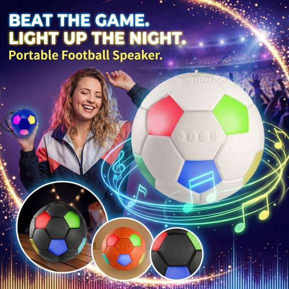 H12 Football Shaped Portable Wireless Bluetooth Speaker with Colorful LED Light, Deep Bass, Outdoor Waterproof Speaker, Creative Gift Idea (1 Bluetooth Speaker)