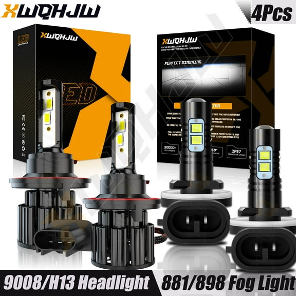 H13 881 LED Headlight Hi/Lo Beam 881 862 889 894 898 Fog Light Bulb 6000K Car Bulb Kit 4Pcs