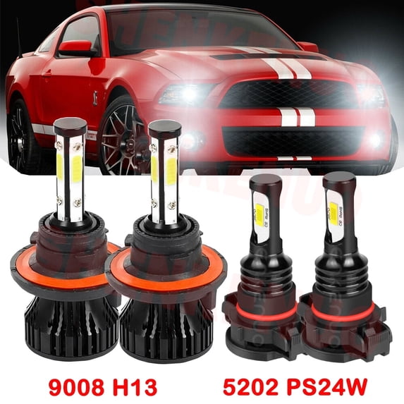 H13 9008 High&Low Beam for Ford Mustang 2011-2012 5.4L V8 LED Headlights H16 Fog Lights 4pcs