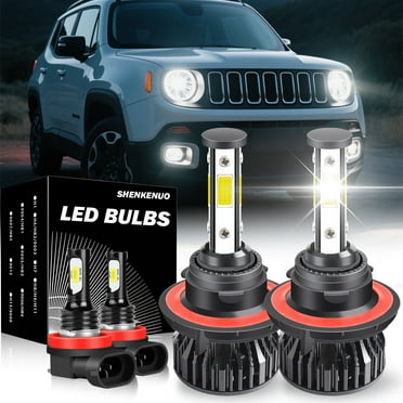 H13 9008 High&Low Beam for Jeep Renegade 2015 2016 2017 2018 2019 2020 LED Headlights H11 Fog Lights 4pcs