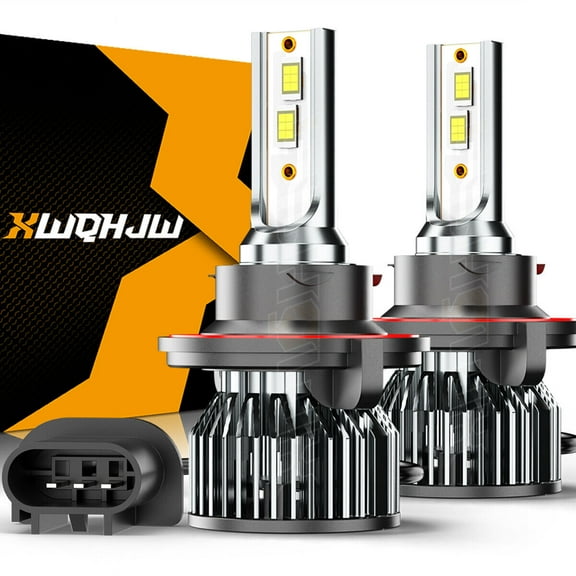 H13 9008 LED Headlight Bulbs Kit 100W 300000LM Hi/Lo Beam Super 6000K White Bright, 600% Brightness