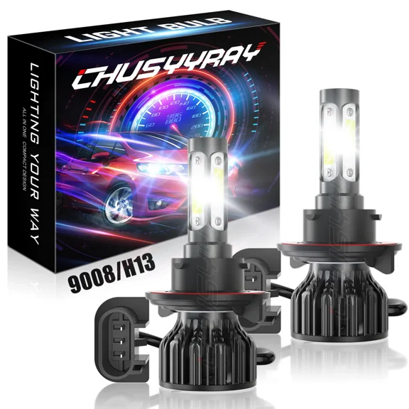 H13 9008 LED Headlight Bulbs Kit Hi/Lo Beam Super White Bright
