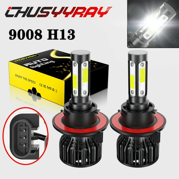 H13 9008 LED Headlight Bulbs for Ford F150 2004-2012 2013 2014 High Low Beam 6000K Pure White 2Pcs