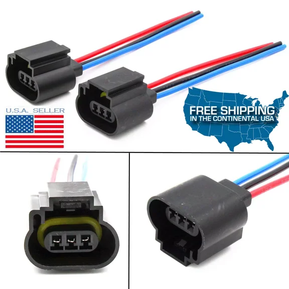 H13 9008 Wiring Harness Female Plugs Headlight Pigtails Socket Connectors Ford