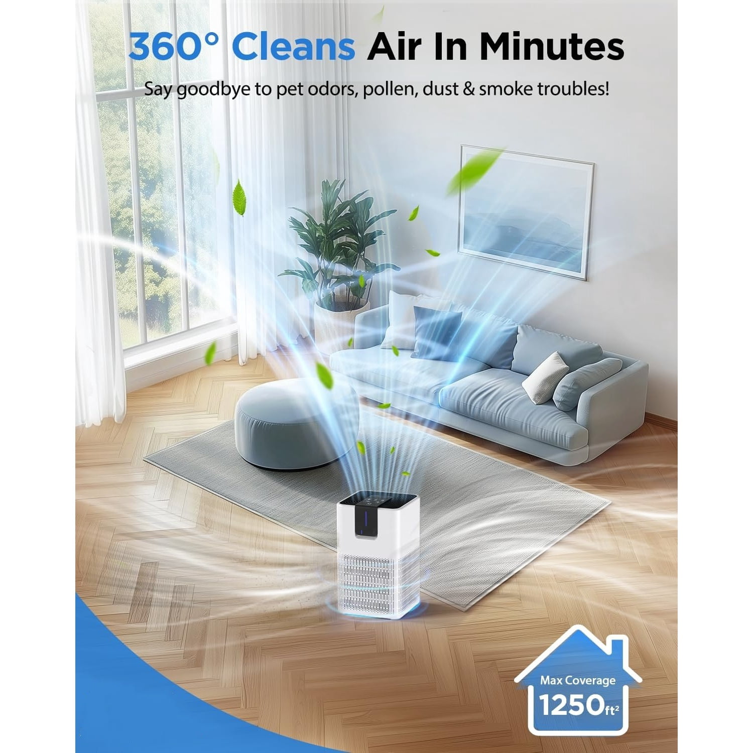 H13 HEPA Air Purifier for Pets Dust Odor Smoke,Aromatherapy Function,Air Cleaner with 15dB Quiet Sleep Mode for Bedroom Office Living Room,M05,White