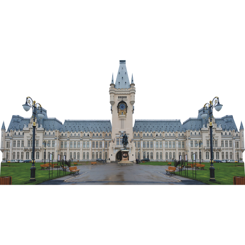 H13655 Princely Palace of Culture Gothic Romania Monument Cardboard