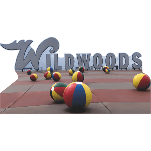 H13741 Wildwood Wildwoods New Jersey NJ Beach Ball Sign Cardboard Cutout Standee Standup