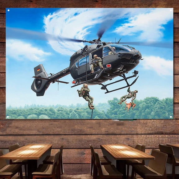 H145M LUH 'KSK' Attack Helicopter Tapestry Wall Art - 38" x 57" Experience Aviation Military Artwork with Attack Aircraft Poster Wall Charts - Print Art Flag & Banner Wall Background Decor