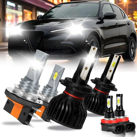 H15 H7 LED Hi-Low Headlight Kit H11 Fog light 6000K Diamond White 6x Bulbs for Dodge Neon 2017-2018 ,14000LM