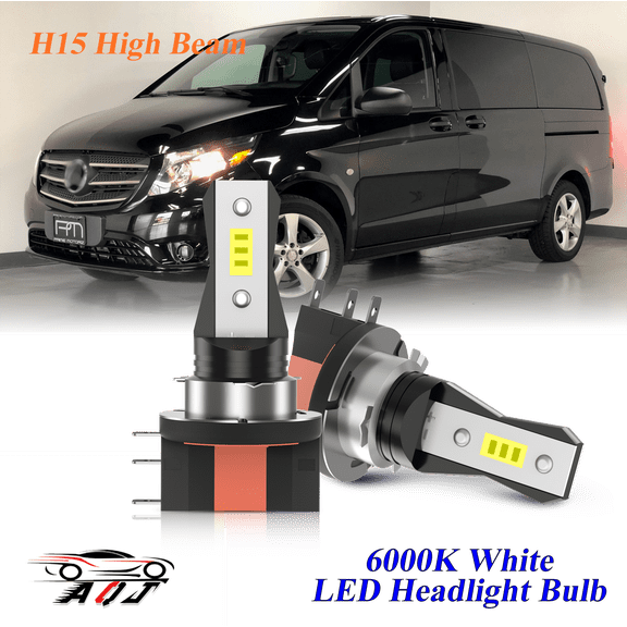 H15 LED High Beam Headlight Bulb Fit for Mercedes-Benz Metris 2016-2023 - 10,000LM 6500K White, Plug & Play, Pack of 2