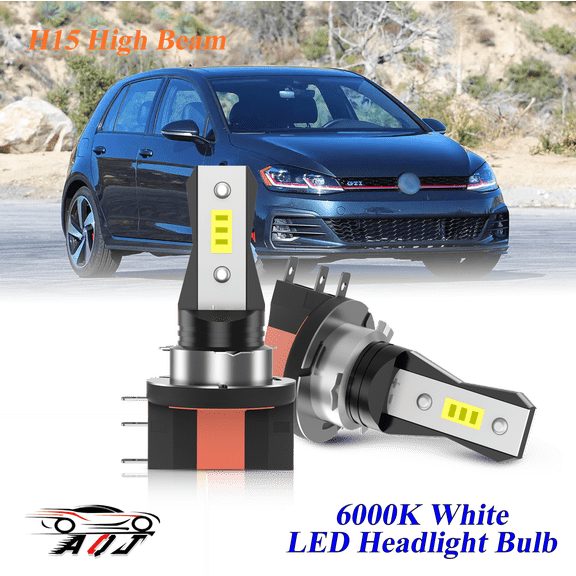 H15 LED High Beam Headlight Bulb Fit for Volkswagen GTI 2010-2018 - 10,000LM 6500K White, Plug & Play, Pack of 2