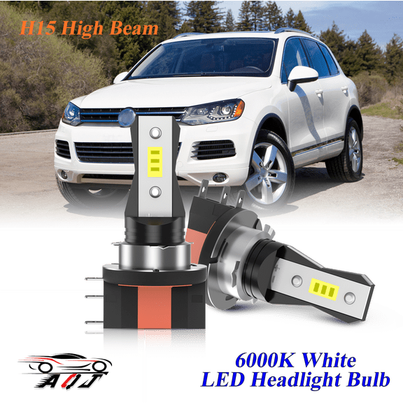H15 LED High Beam Headlight Bulb Fit for Volkswagen Touareg 2011 2012 2013 2014 - 10,000LM 6500K White, Plug & Play, Pack of 2
