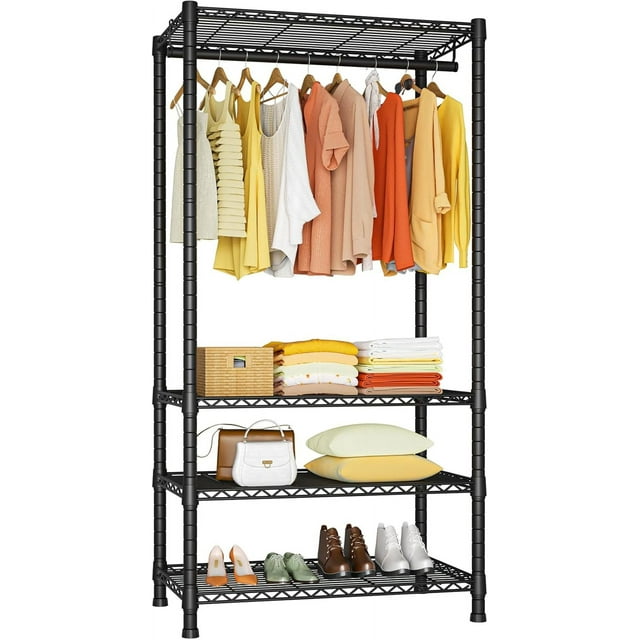 H2 Heavy Duty Clothes Rack, Freestanding 4 Tiers Garment Rack for
