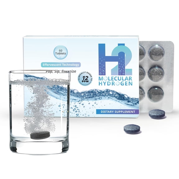 WELLNESS EXTRACT H2 Molecular Hydrogen Water Tablets with Magnesium 12 PPM Effervescent Hydrogen Tablets for Drinking Water, Supports Hydration, Energy & Metabolism, Unflavored, 60 Tablets