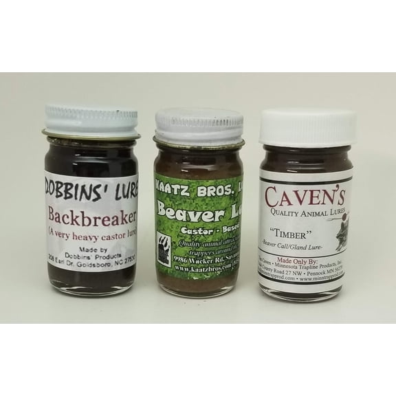 H2 Tackle & Outdoors Beaver Trapping Lure Bundle #2, Kaatz, Caven's Timber and Dobbins Backbreaker