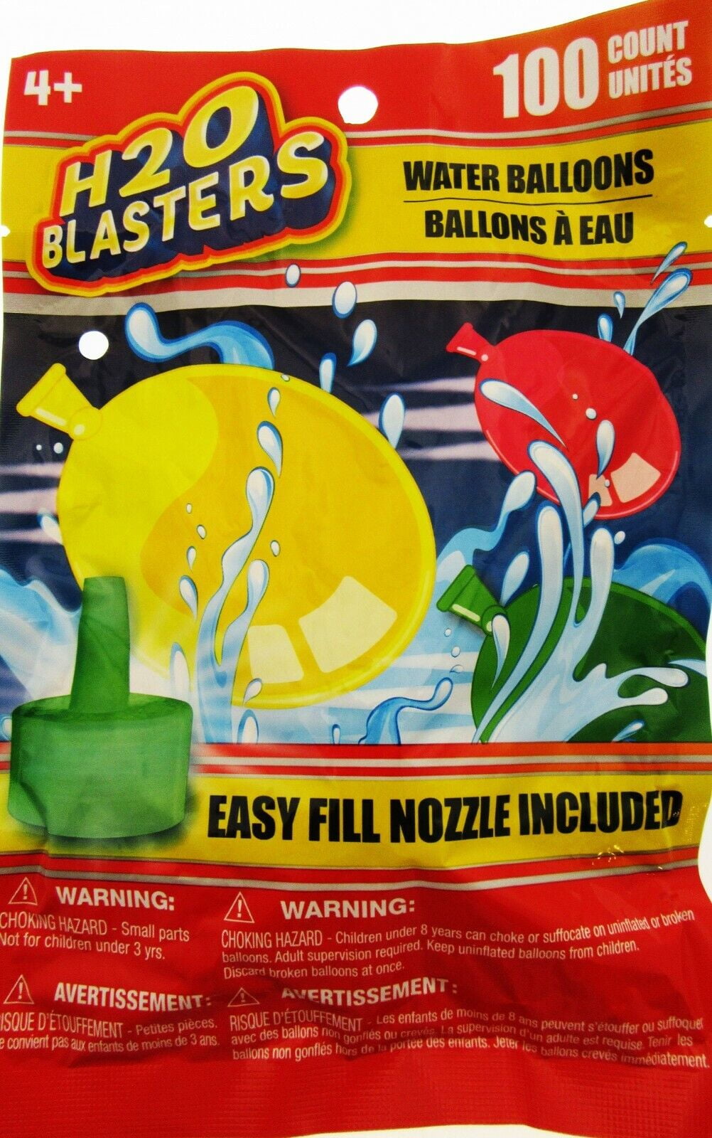H20 Blasters 100 Water Balloons with Nozzle Tap Filler Attachment Make