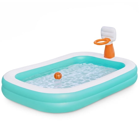 H2OGO! Inflatable Family Pool, Dunk'n Splash 8'3" x 66" x 40" Pool with Basketball Game