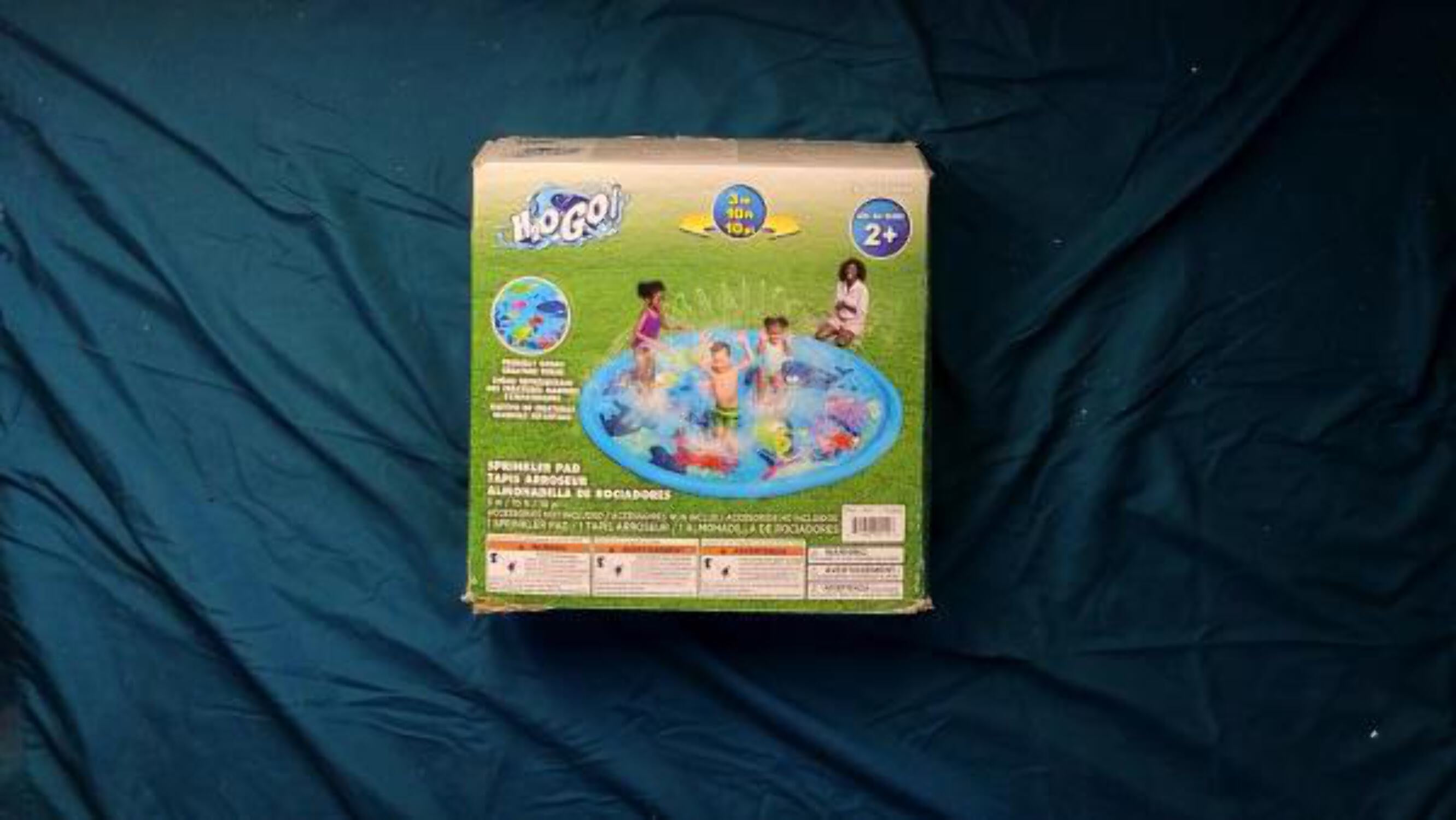 Blue Inflatable Round Kiddie Pool with Ocean Graphics