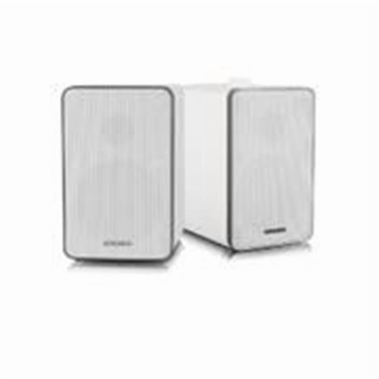 H21 Bluetooth Bookshelf Speaker System with Versatile Connectivity & Real Wooden & Leather Finishing Cabinets - White