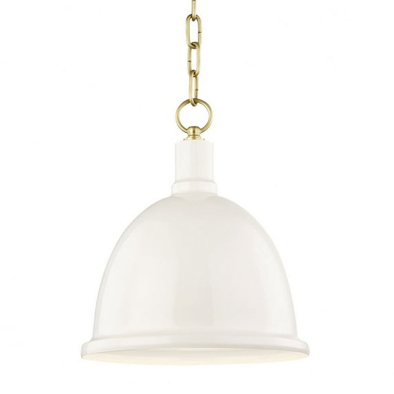 H238701S-AGB/CR-Mitzi-Blair-One Light Small Pendant in Style-11 Inches Wide by 15.75 Inches High-Aged Brass/Cream Finish-Cream/White Shade Color