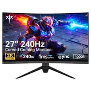 KTC 27 Inch 240Hz Curved Gaming Monitor, 2K QHD 2560x1440P Computer Monitor with 1000R, 25001 Contrast, Adaptive Sync, DP 1.4, HDMI 2.0, VESA, Tiltable, H27S25E