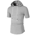 thumbnail image 1 of H2H Men's Casual Slim Fit Hooded T-Shirts Short Sleeve Solid Color Pullover Top (CMOHOS009), 1 of 6