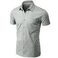 thumbnail image 1 of H2H Men's Casual Slim Fit Short Sleeve Jersey Button Down Shirt (CMTSTS044), 1 of 6