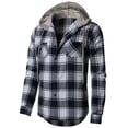 thumbnail image 1 of H2H Men's Plaid 2 Pocket Hooded Flannel Shirt Hoodie NAVY US L/Asia XL (CMOJA0105), 1 of 5