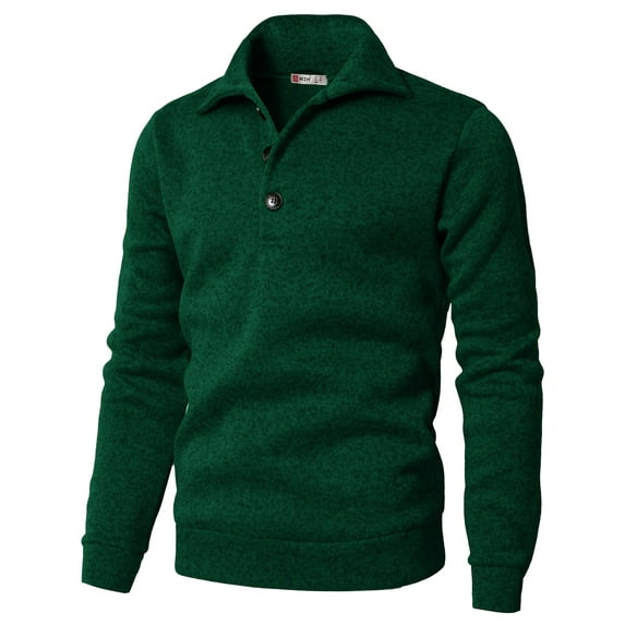 H2H Men's Slim Fit Turtleneck Basic Knit Sweater with buttons GREEN US L/ASIA XL (CMTTL091)