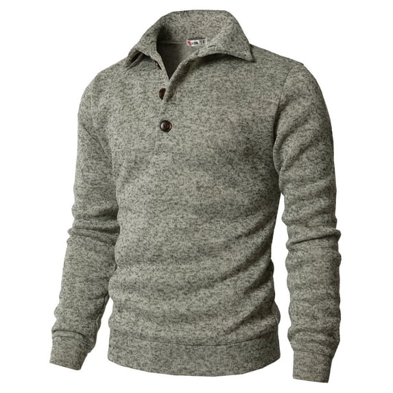 H2H Men's Slim Fit Turtleneck Basic Knit Sweater with buttons OATMEAL US 3XL/ASIA 4XL (CMTTL091)