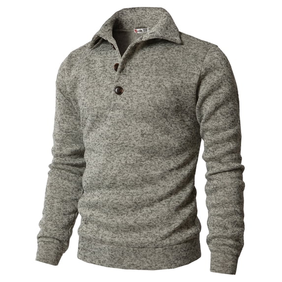 H2H Men's Slim Fit Turtleneck Basic Knit Sweater with buttons OATMEAL US L/ASIA XL (CMTTL091)