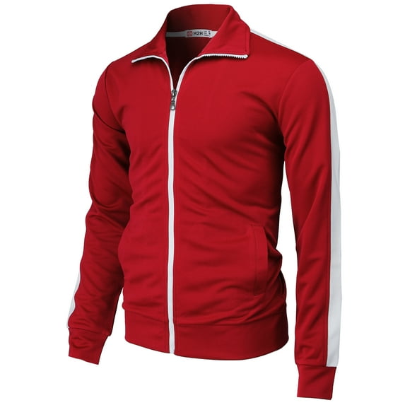 H2H Mens Active Slim Fit Track Lightweight Jacket Zip-up Long Sleeve Training Basic Designed RED US 3XL/ASIA 4XL (CMOJA134)