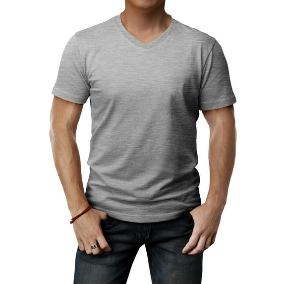 H2H Mens Basic Fashion Premium Washing Soft Cotton Blend V-neck T-shirst GRAY US 3XL/Asia 2XL (CMTTS0197)