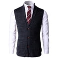 thumbnail image 1 of H2H Mens Casual Basic Shawl Collar Knitted Slim Fit Vest with Ribbing Edge (CMOV034), 1 of 6