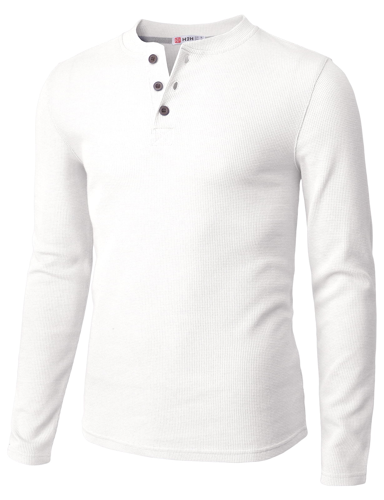 H2H Mens Casual Henley Long Sleeve Waffle Cotton T-Shirts H2H Mens Casual Henley Long Sleeve Waffle Cotton T-Shirts