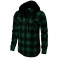 thumbnail image 1 of H2H Mens Casual Hoodie Zip up Jackets Check Patterned Long Sleeve with Front Pockets GREEN US XL/Asia 2XL (CMOJA117), 1 of 6