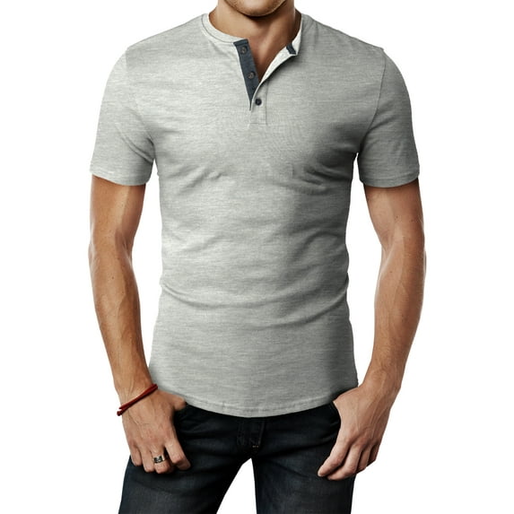 H2H Mens Casual Premium Slim Fit Henley Short Sleeve T-Shirts (CMTTS254)