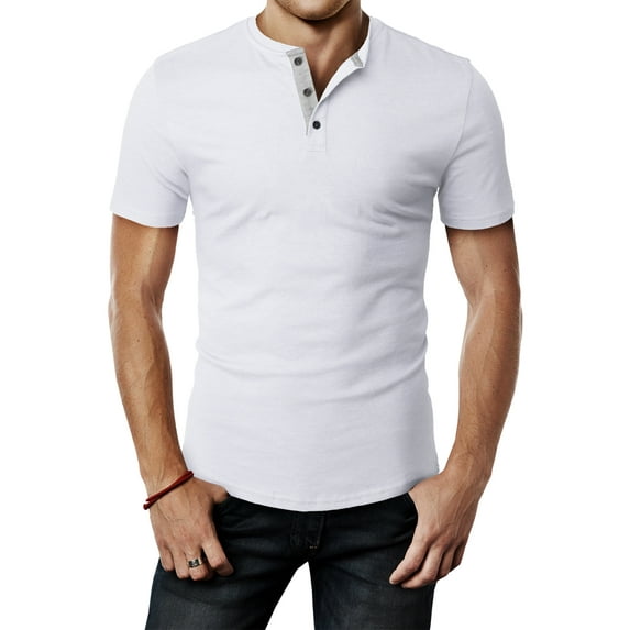 H2H Mens Casual Premium Slim Fit Henley Short Sleeve T-Shirts (CMTTS254)
