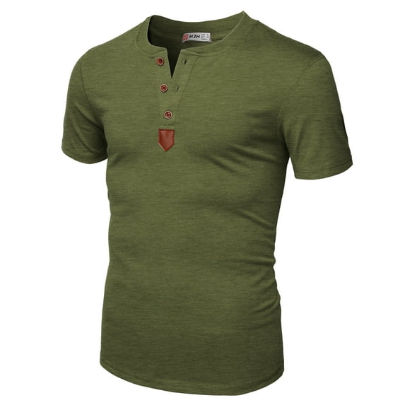 H2H Mens Casual Shirt Short Sleeve Henley T-Shirts (CMTTS0213)