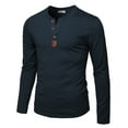 thumbnail image 1 of H2H Mens Casual Slim Fit Basic Henley Long Sleeve T-Shirt Cotton Blended (CMTTL0103), 1 of 6