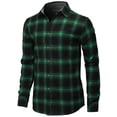 thumbnail image 1 of H2H Mens Casual Slim Fit Check Patterned Shirts Long Sleeve GREENBLACK US 2XL/ASIA 3XL (CMTSTL144), 1 of 6