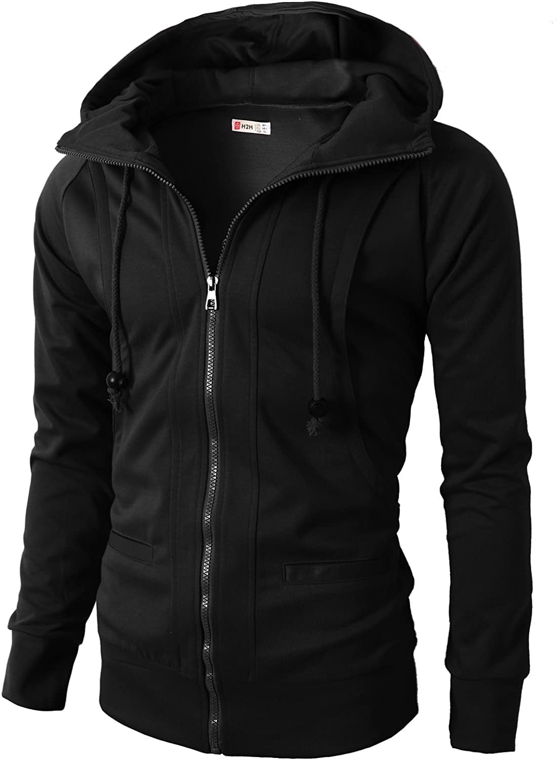 H2H Mens Casual Slim Fit Hoodie ZipUp Long Sleeve Active Jersey