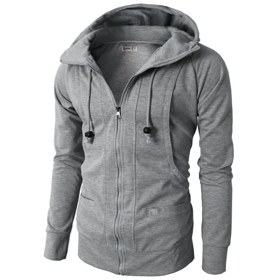 H2H Mens Casual Slim Fit Hoodie Zip-Up Long Sleeve Active Jersey Jackets (KMOHOL019)