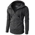 thumbnail image 1 of H2H Mens Casual Slim Fit Hoodie Zip-Up Long Sleeve Active Jersey Jackets (KMOHOL019), 1 of 6