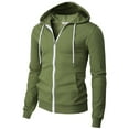 thumbnail image 1 of H2H Mens Casual Slim Fit Long Sleeve Lightweight Zip-up Hoodie With Kanga Pocket (CMOHOL048), 1 of 6