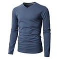 thumbnail image 1 of H2H Mens Casual Slim Fit Long Sleeve V-neck T-Shirts Of Various Colors DARKBLUE US 2XL/Asia 3XL (KMTTL0374), 1 of 6