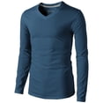 thumbnail image 1 of H2H Mens Casual Slim Fit Long Sleeve V-neck T-Shirts Of Various Colors FRENCHNAVY US L/ASIA XL (KMTTL0374), 1 of 6