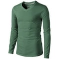 thumbnail image 1 of H2H Mens Casual Slim Fit Long Sleeve V-neck T-Shirts Of Various Colors TEALGREEN US S/ASIA M (KMTTL0374), 1 of 1